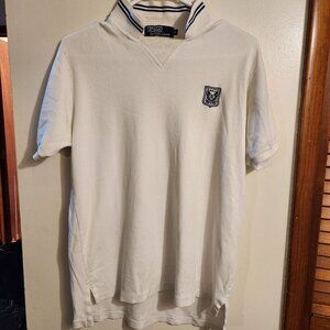 Polo By Ralph Lauren Mens White Polo Shirt V-Neck Embroidered Medium Golf Tennis